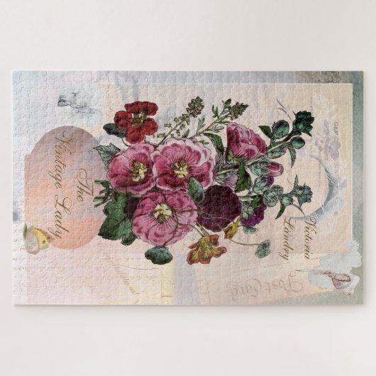  Hollyhock in Letters Collage Legpuzzel (Horizontaal)