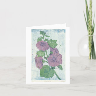 Hollyhock Intaglio + Japans houtblok Print Kaart