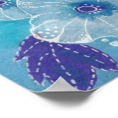 Hollyhock Mallow Malva Flower Floral Collage Blue Poster (Hoek)