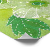 Hollyhock Mallow Malva Flower Floral Collage Green Poster (Hoek)