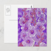 Hollyhock Mallow Malva Purpe Violet Flower Floral Briefkaart (Voorkant / Achterkant)