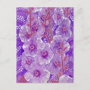 Hollyhock Mallow Malva Purpe Violet Flower Floral Briefkaart