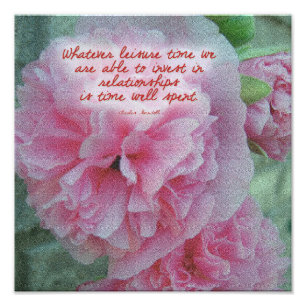 Hollyhock Pink Flowers Quote Foto Afdruk