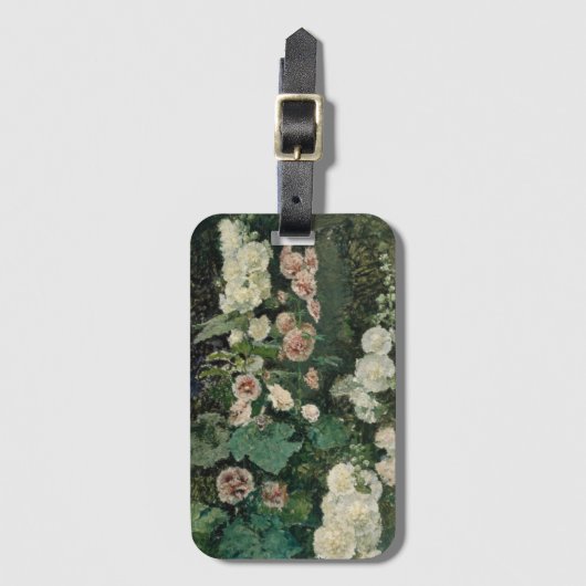 Hollyhock Roos Flowers Bagagelabel (Voorkant (verticaal))