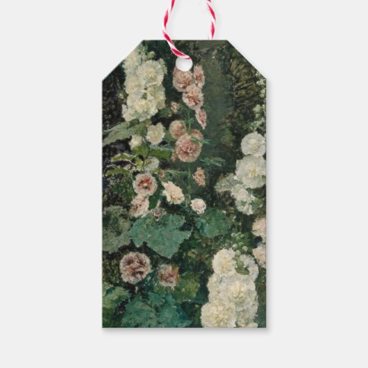 Hollyhock Roos Flowers Cadeaulabel (Voorkant)