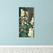 Hollyhock Roos Flowers (door Marià Fortuny) Canvas Afdruk (Insitu (Houten vloer))
