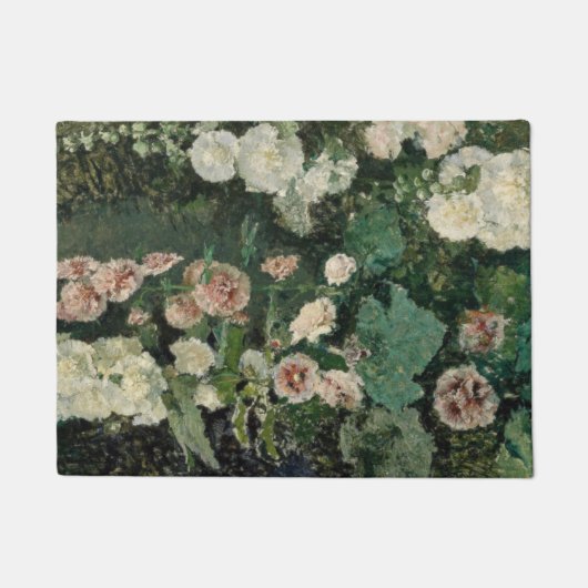 Hollyhock Roos Flowers (door Marià Fortuny) Deurmat (Voorkant)