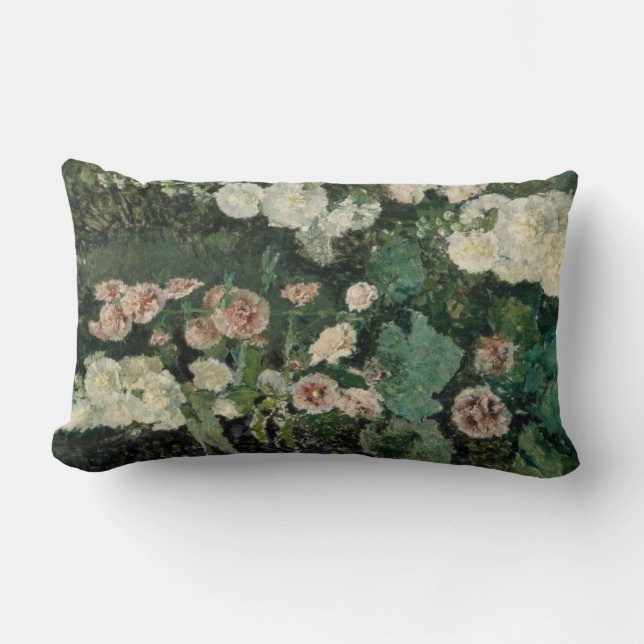 Hollyhock Roos Flowers (door Marià Fortuny) Kussen (Voorkant)