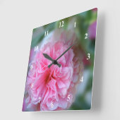  Hollyhock Roze Foto Vierkante Klok (Hoek)