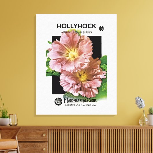 Hollyhock  Seed Packet Canvas Afdruk (Insitu (Woonkamer))