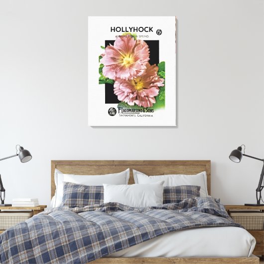 Hollyhock  Seed Packet Canvas Afdruk (Insitu (Slaapkamer))