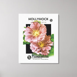 Hollyhock  Seed Packet Canvas Afdruk