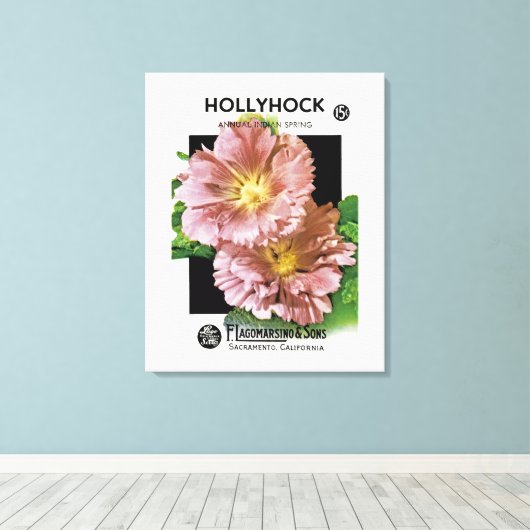 Hollyhock  Seed Packet Canvas Afdruk (Insitu (Houten vloer))
