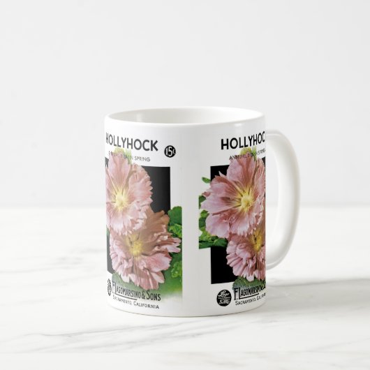 Hollyhock  Seed Packet Koffiemok (Voorkant rechts)