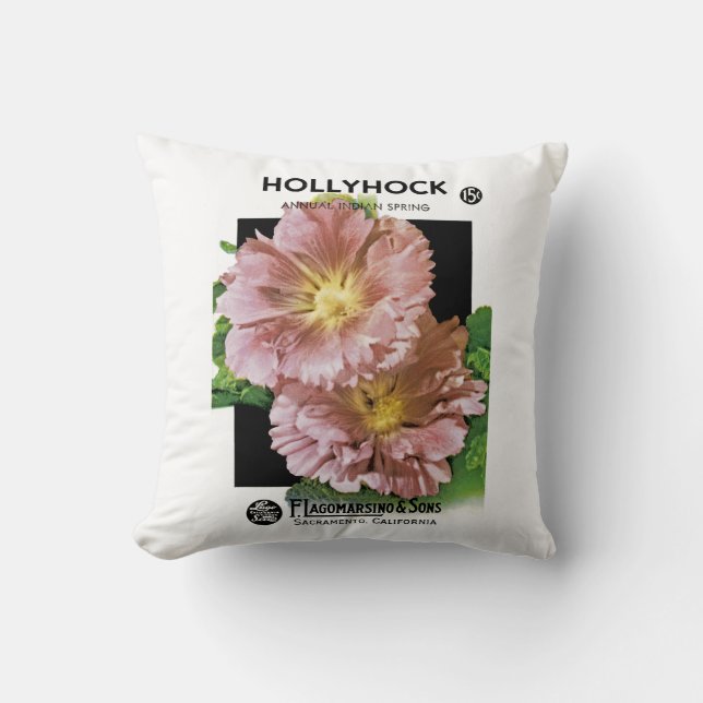 Hollyhock  Seed Packet Kussen (Voorkant)
