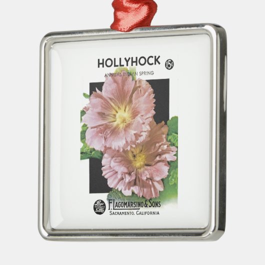 Hollyhock Seed Packet Metalen Ornament (Links)