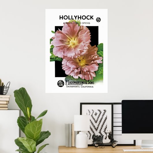 Hollyhock  Seed Packet Poster (Thuiskantoor)