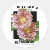 Hollyhock  Seed Packet Ronde Sticker (Voorkant)