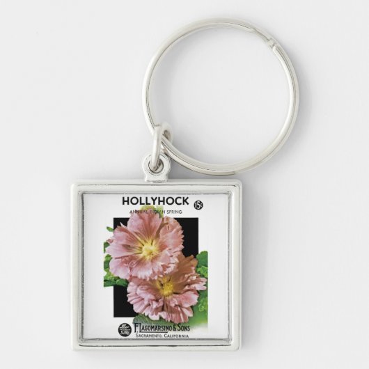 Hollyhock Seed Packet Sleutelhanger (Voorkant)