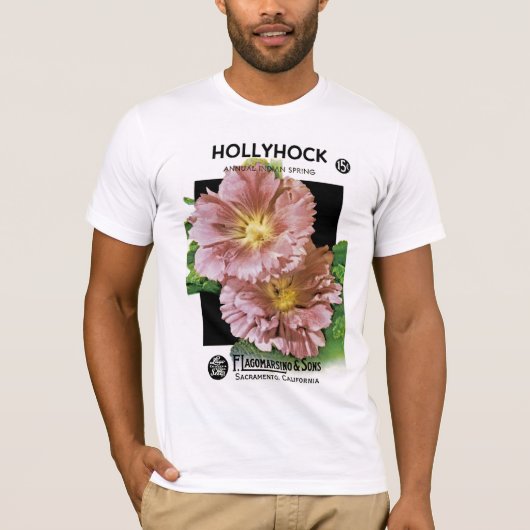 Hollyhock  Seed Packet T-shirt (Voorkant)