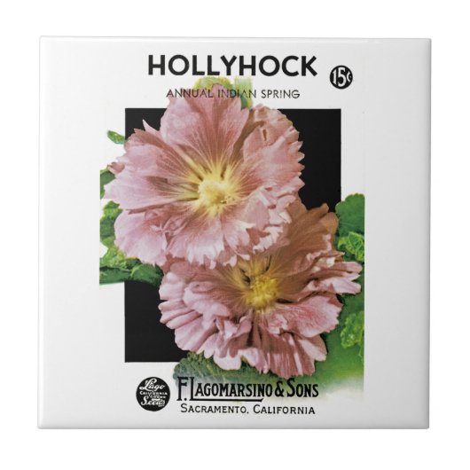 Hollyhock  Seed Packet Tegeltje (Voorkant)