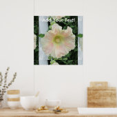 Hollyhock White  Flower Poster (Keuken)