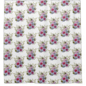 Hollyhocks and Blue Flowers with Bumble BEES Douchegordijn (Voorkant)