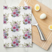 Hollyhocks and Blue Flowers with Bumble BEES Theedoek (Quarter Fold)