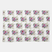 Hollyhocks and Blue Flowers with Bumble BEES Theedoek (Horizontaal)