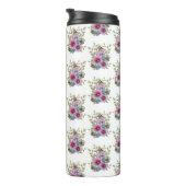 Hollyhocks and Blue Flowers with Bumble BEES Thermosbeker (Geroteerd rechts)