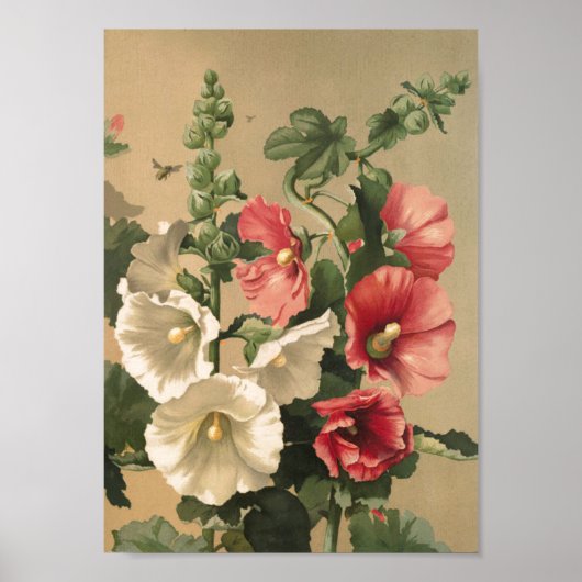  Hollyhocks Art Poster (Voorkant)