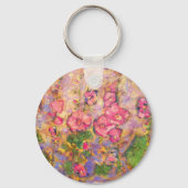 hollyhocks bloeien sleutelhanger (Voorkant)