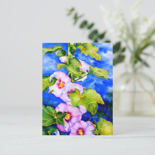 Hollyhocks Briefkaart (Staand voorkant)