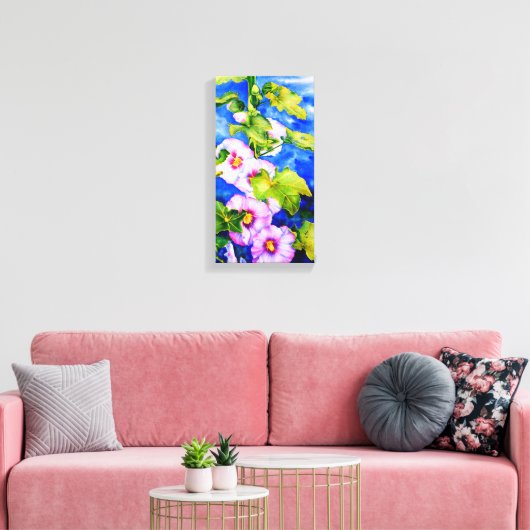 Hollyhocks Canvas Afdruk (Insitu (Woonkamer))