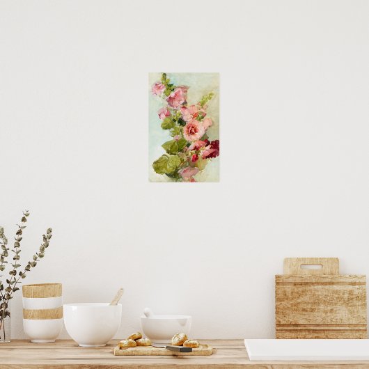 Hollyhocks door Franz Bischoff Poster (Keuken)