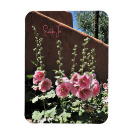 Hollyhocks en Adobe Santa Fe New Mexico Magnet Magneet