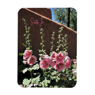 Hollyhocks en Adobe Santa Fe New Mexico Magnet Magneet
