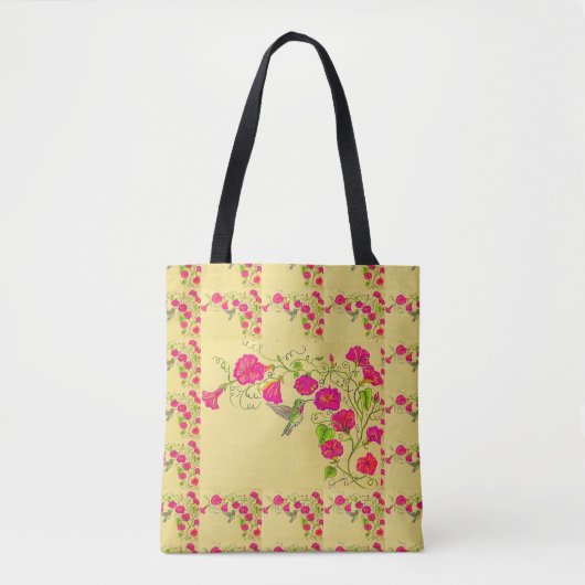 Hollyhocks en Hummingbird Bag Tote Bag (Voorkant)