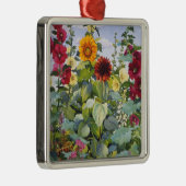 Hollyhocks en Sunflower 2005 Metalen Ornament (Rechts)