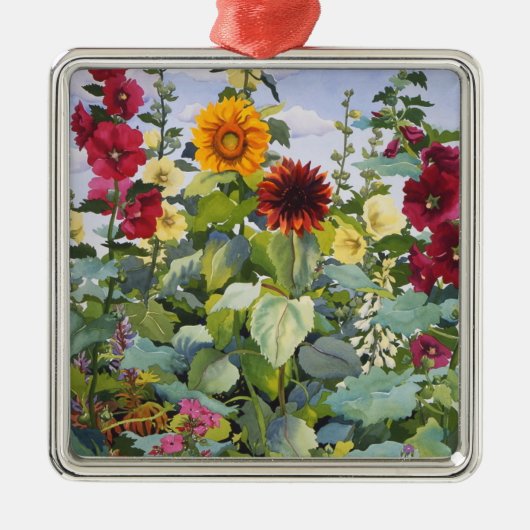 Hollyhocks en Sunflower 2005 Metalen Ornament (Voorkant)