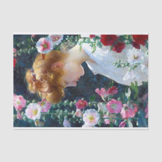 Hollyhocks en Sunlight Charles Curran Tissuepapier (Voorkant)