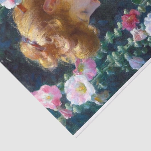 Hollyhocks en Sunlight Charles Curran Tissuepapier (Detail)