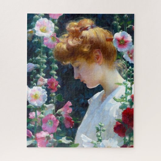 Hollyhocks en Sunlight Curran Art Legpuzzel (Verticaal)