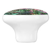 Hollyhocks Floral Tiffany Glas in lood Keramische Knop (Zijkant)