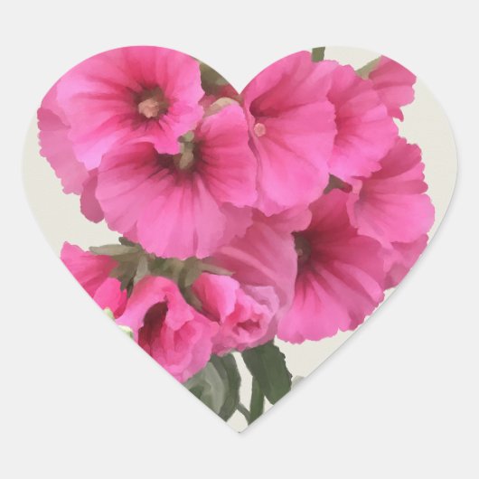 Hollyhocks Hart Sticker (Voorkant)
