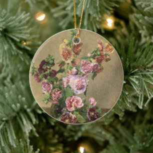 Hollyhocks Keramisch Ornament