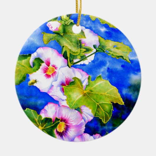 Hollyhocks Keramisch Ornament (Voorkant)