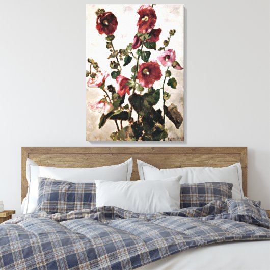 Hollyhocks - Max Weyl schilderij Canvas Afdruk (Insitu (Slaapkamer))