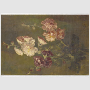 Hollyhocks  Oil op Canvas Tissuepapier