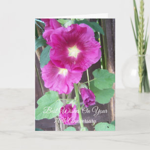 Hollyhocks Personalised 70th Wedding Anniversary Kaart